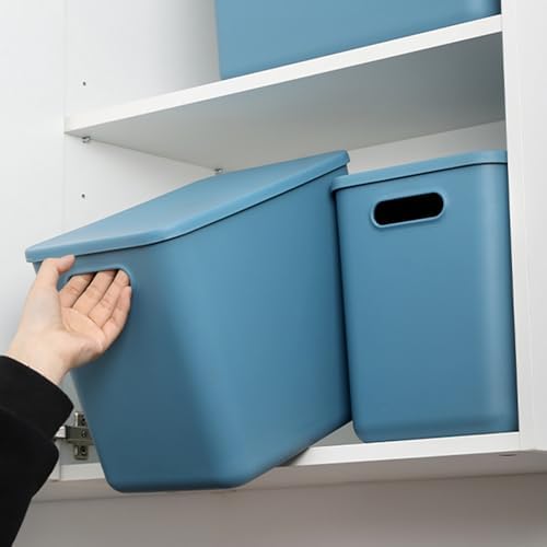 Plastic Storage Bins with lids,Storage Baskets,Container with handle,Storage Organizer Bins for Shelves,Office,Bedrooms,Closets, Cabinets (Blue, 5XL+2L) - Image 5