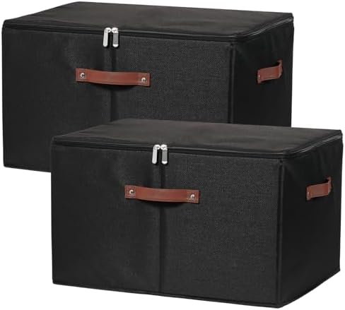 2PCS Storage Bins with Zipper Lids Decorative Lidded Basket Box by VinneGenzz