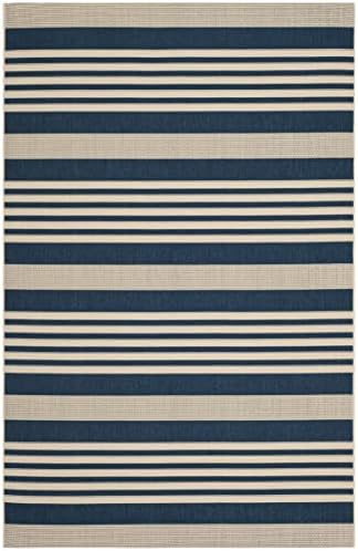 SAFAVIEH Courtyard Outdoor Area Rug 5'3"x7'7", Navy & Beige CY6062-268 - Image 3