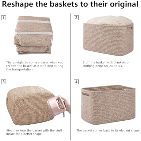 OIAHOMY 4 Pack Storage Baskets for Organizing 30L Cube Storage Bins Brown - Image 7