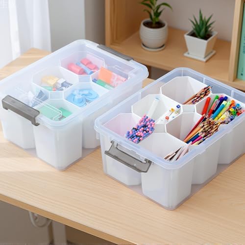 Citylife 17QT 4-Pack Clear Storage Bins with Lid 6 inserts Stackable - Image 6