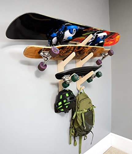 Grassracks Bamboo & Birch Snowboard Rack and Skateboard Rack - Moloka`i Series Snowboard Wall Mount - Image 2