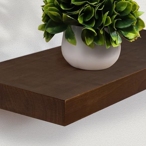 Axeman Floating Shelves, 8 Inch Deep Modern Solid Wood Wall Shelves for Storage, Wall Mounted Display Shelving with Invisible Heavy-Duty Metal Bracket, 36" W x 8" D x 1.57" H, Walnut Finish - Image 5