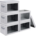 Homsorout Stackable Storage Bins with Lids - Large Decorative Basket with Lids, Fabric Foldable Closet Organizer Bins, Shelf Organizer for Living Room, Dorm, 5 Pack, Blended by Homsorout