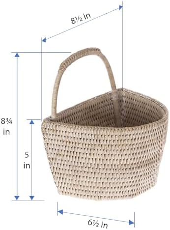 KOUBOO La Jolla Rattan Wall Storage Baskets, Hanging Organizer, Small White - Image 5
