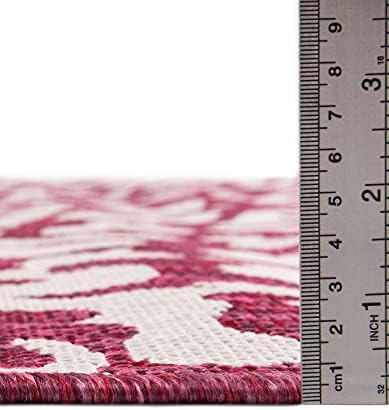 Unique Loom Outdoor Safari Collection Area Rug - Leopard (2' 11" x 10' Runner, Magenta/ Ivory) - Image 2