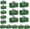 16 Pack-Extra Large Heavy Duty Moving Bags - Waterproof Storage Totes with Handles & Zippers, Foldable for College Dorm, Storage (olive green) by Unknown