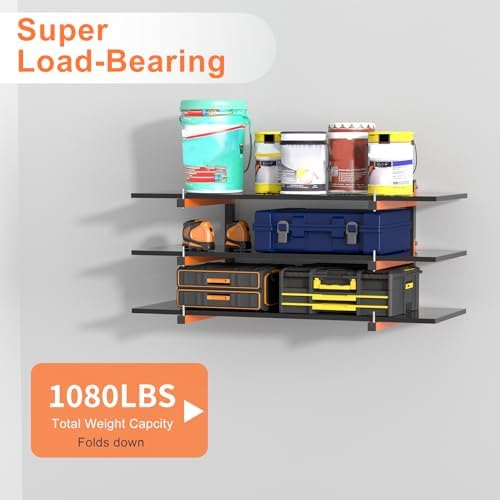 Lumber Rack Wall Mount, Lumber Storage Rack, Heavy Duty Wood Storage Racks with 9-Level System, 1080 lb Substantial Garage Wood Organizer, Orange Lumber Metal Racks for Indoor and Outdoor (6 PACK) - Image 4