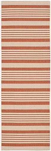 SAFAVIEH Washable Rug Outdoor Courtyard Collection - 2'3" x 16' Runner, Terracotta & Beige, Non-Shedding & Easy Cleaning, Ideal for Patio, Entryway, Mudroom, Hallway, Kitchen (CY6062-241) - Image 3
