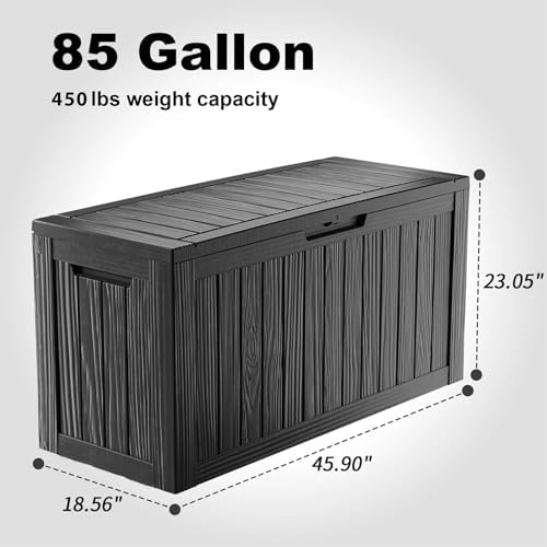 Vixzen 85 Gallon Deck Boxes Outdoor Waterproof, Lockable Resin Storage Box with lid for Furniture Cushions, Weatherproof Containers Outside Storage Boxes for Garden Patio Pool Tools(Black, 85 Gallon) - Image 5