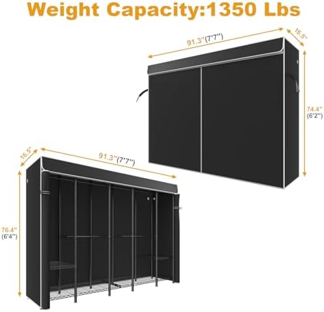 ULIFHOME H50C Clothes Rack with Cover, Large Covered Clothing Rack, Black - Image 5