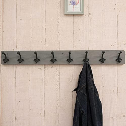 WEBI Rustic Coat Rack Wall Mount,35.43" Long 8 Cast Iron Coat Hooks Wall Mounted,Heavy Duty Wall Coat Hanger Hooks for Hanging Coats,Clothes,Jacket,Gray - Image 6