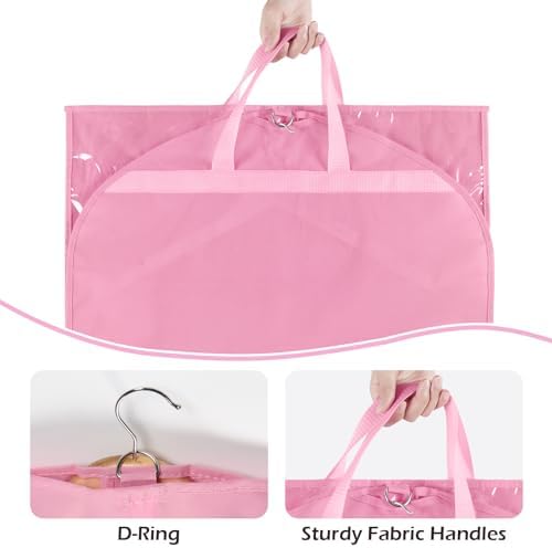 LOVEGRASS Kids Garment Bags for Dance with 4 Zipper Pockets, 6 Pack, Pink - Image 3