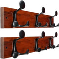 WEBI Coat Rack Wall Mount,17" Solid Wood Coat Hooks Wall Mounted Coat Hanger,16" Hole to Hole,Heavy Duty Hook Rack Rail,3 Triple Hooks for Hanging Coats,Jacket,Clothes,Hat,Backpack,Cherry,2 Packs by WEBI