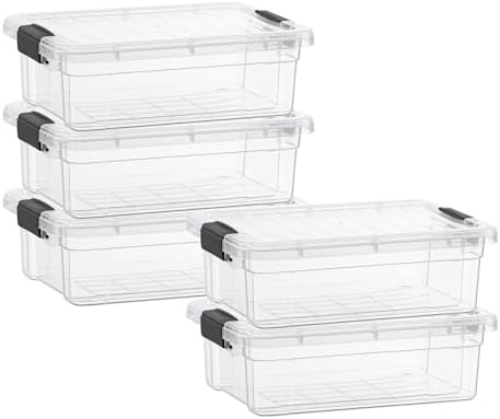 Superio 7.4 Quart Clear Plastic Storage Bin with Lid, Stackable Organizer Box, BPA-Free Storage Container for Home, Garage, School & Office, 5 Pack by Superio