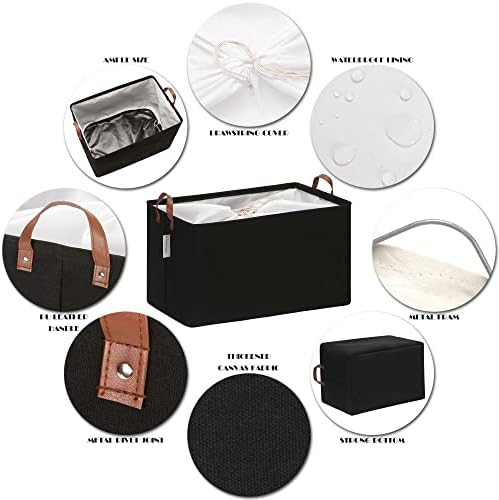 Hinwo 70L Extra Large Canvas Storage Bin with Lid and Handles, 6-Pack - Image 4