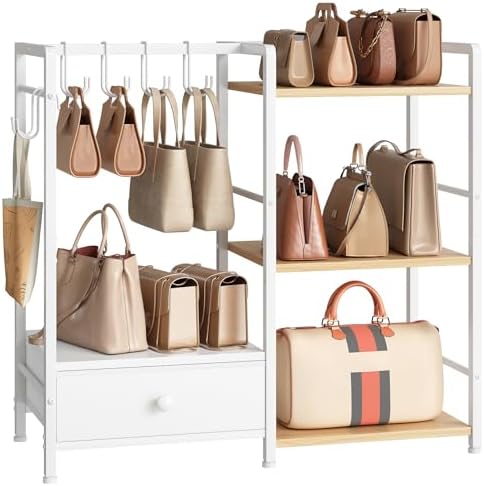 HOOBRO Purse Organizer Rack for Closet, 3-Tier Handbag Storage Stand by HOOBRO