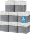 meekoo 8 Pack Fabric Storage Bins Baskets, 12 x 12 x 12 in, Gray White by meekoo