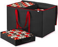 Premium Large Carrying Christmas Ornament storage Box with Clear Lid, 3" Compartment, Contains 10 Trays, Keeps 200 Holiday Ornaments & Xmas Accessories, Made Of Tear Proof Made Of 600D Oxford Fabric by ZOBER