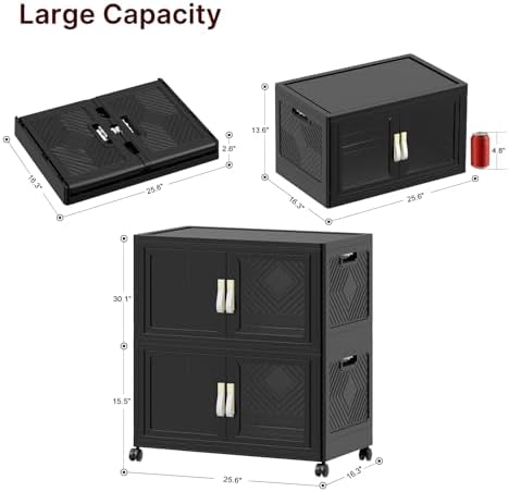 368QT Stackable Storage Bins with Lids, 92Gal Foldable Storage Cabinets - Image 2