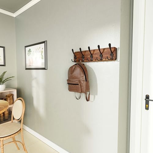 SKOLOO Rustic Wall Mounted Coat Rack: 16" Stud Spacing, Pine Real Wood Plank Wall Coat Rack with 5 Triple Hooks, Farmhouse Coat Hanger Wall Mount for Hanging Backpack Jacket Coat Hat,Pack of 2 - Image 3