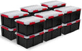 Sterilite 12 Pack Gasket Box, Stackable Plastic 20 Gallon Storage Container with Lids, Black - Waterproof and Dustproof Tote for Home Organization by Sterilite