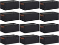 GhvyenntteS Small Fabric Storage Bins 12 Pack, 11.8" x 7.87" x 5.11" Storage Basket with Leather Handles, Closet Storage Bins for Shelves, Storage Baskets for Shelves, DVD Storage (Black) by GhvyenntteS