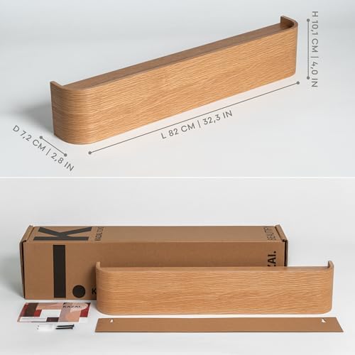 Kazai. Wall-Mounted Coat Rack 'Toke' - Modern Design Coat Rack with Hidden Wall Hooks - Solid Wood Veneer Panel Coat Hanger - Oak - Image 2