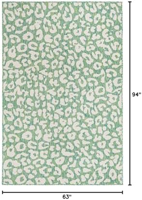 Unique Loom Outdoor Safari Collection Area Rug - Leopard (5' 3" x 7' 10" Rectangle, Green Blue/ Ivory) - Image 2