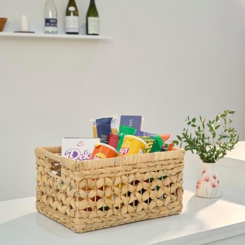 NAYA Set of 3 (13.8",11.6"&9.5") Water Hyacinth Shelf Wicker Baskets - Image 4