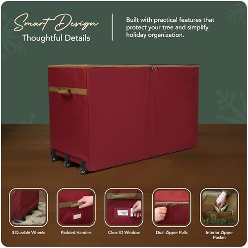 Covermates Christmas Tree Structured Rolling Storage Bag, Red - Image 4