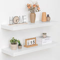 Acovy 36 Inch Floating Shelves, 12" Deep Floating Shelf Wall Mounted, 36" Wall Shelves, Rustic Deep Bookshelf, Extra Deeper & Thicker Display Shelves for Bedroom, Living Room, White, Set of 2 by Acovy