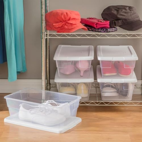Sterilite Storage Boxes, Stackable Clear Plastic Bins, 6 Quart, 24-Pack - Image 6
