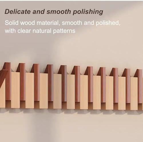 Coat Rack Wall Mount, Wooden Coat Rack, Piano Key Coat Rack, 6 Hooks Flip Down Wall Hook Rack, Walnut - Image 7