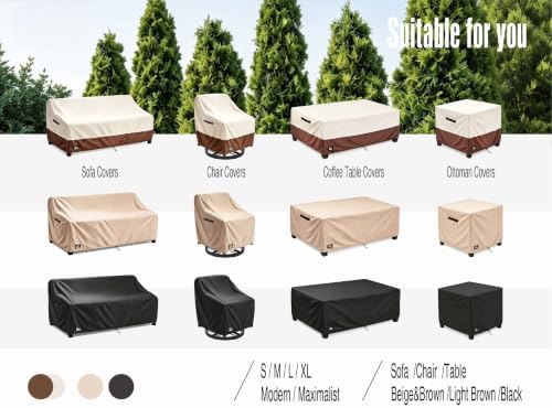Patio Chair Covers 2 Pack,33Wx35Dx36H inches Outdoor Chair Covers,100% Waterproof Heavy Duty Outdoor Furniture Covers Waterproof,Beige&Brown Modern Style Patio Furniture Cover - Image 6