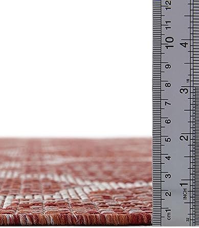 Unique Loom Outdoor Trellis Collection Area Rug - Trellis (Square 13' 0" x 13' 0", Rust Red/ Ivory) - Image 2
