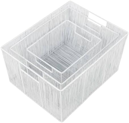 happimess Sutton 6-Piece Nesting Mild Steel Storage Baskets 16", White - Image 5