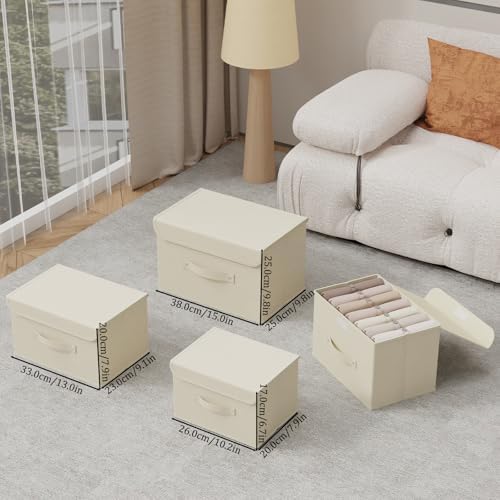Cloth Storage Baskets with Handles,Beige 13x9.1x7.9in,5 Pack - Image 5
