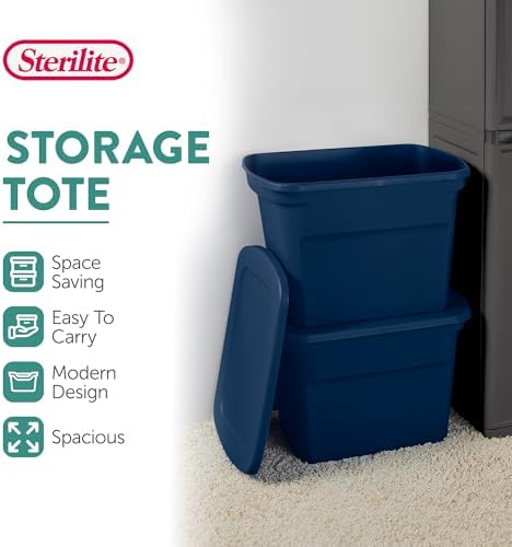 Sterilite Tote, Plastic Storage Bins with Snap Lids, 18 Gallon, 16-Pack - Image 2