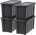 IRIS USA 4-Pack 31 Gal Heavy Duty Storage Totes with Lids, Black by IRISUSA