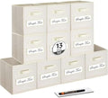 13x13x13 storage cube bins (Set of 10) Fabric storage cubes with 10 Labels Window Cards & a Pen, storage cubes 13x13, Collapsible 13 inch cube storage bins, Cubby Organizer Boxes, Beige by Artsdi
