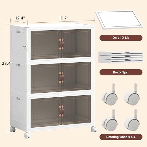 288QT Extra Large Stackable Storage Bins with Lids & Wheels & Door, - Image 2