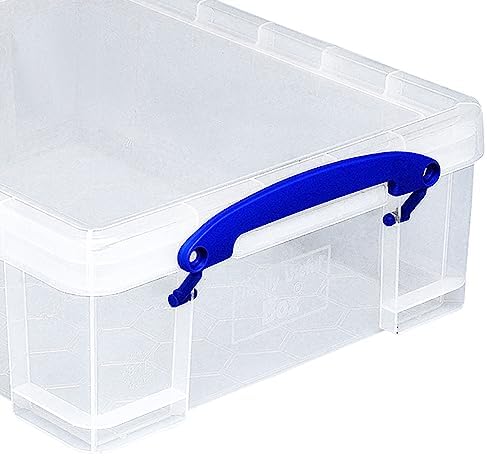 Really Useful Box Stackable 8.1 Liter Plastic Storage Container Bin with Snap Lid & Built-in Clip Lock Handles for Home & Office Organization (3 Pack) - Image 3