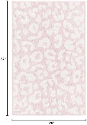 Unique Loom Outdoor Safari Collection Area Rug - Leopard (2' 2" x 3' 1" Rectangle, Pink Ivory/ Ivory) - Image 2