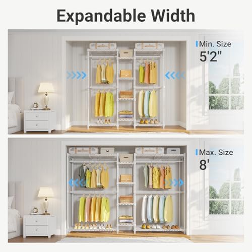 VIPEK X3 Expandable Heavy Duty Clothes Rack Closet Organizer System White - Image 2
