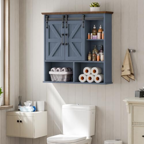 Vabches Bathroom Wall Cabinet, Farmhouse Medicine Cabinet, Navy Blue - Image 7