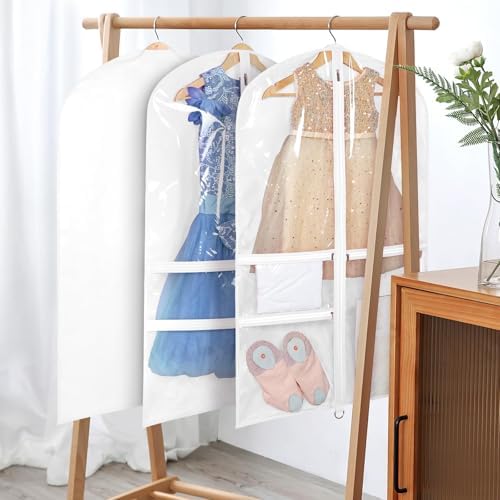 Univivi 40 Inch Dance Costume Garment Bags for Dancers, White, 8 Pack - Image 5