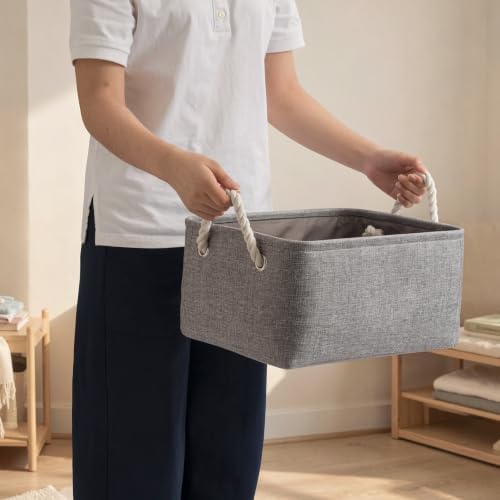 13.8x9.8x6.7 Inch Fabric Small Storage Bins with Handles 6 Pack - Image 5