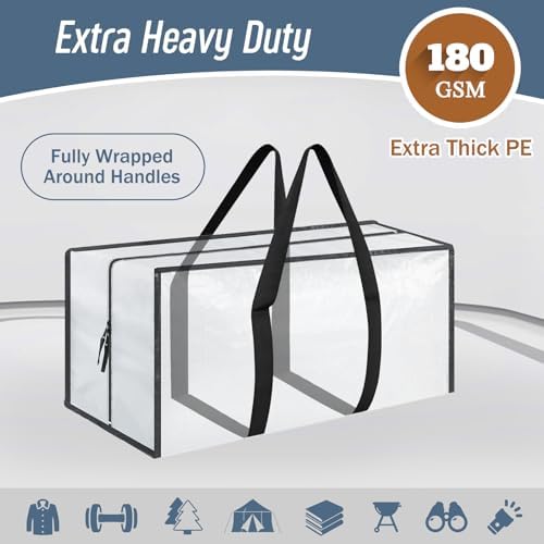 12 Pack Extra Heavy Duty Large Moving Bags with Strong Zipper, White - Image 2