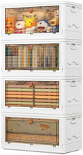 YFXCVSL 4 Tier Plastic Storage Bins with Lid 102QT, Stackable Storage Containers with Wheels, Folding Storage Boxes, Stackable Storage Bins, Organizers and Storage for Living Room by YFXCVSL